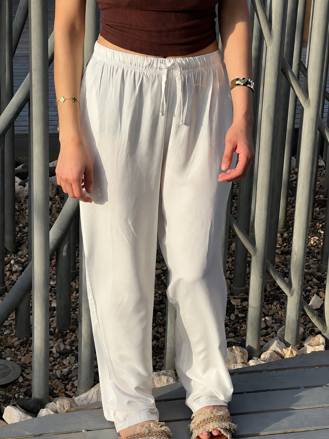 White linen pants