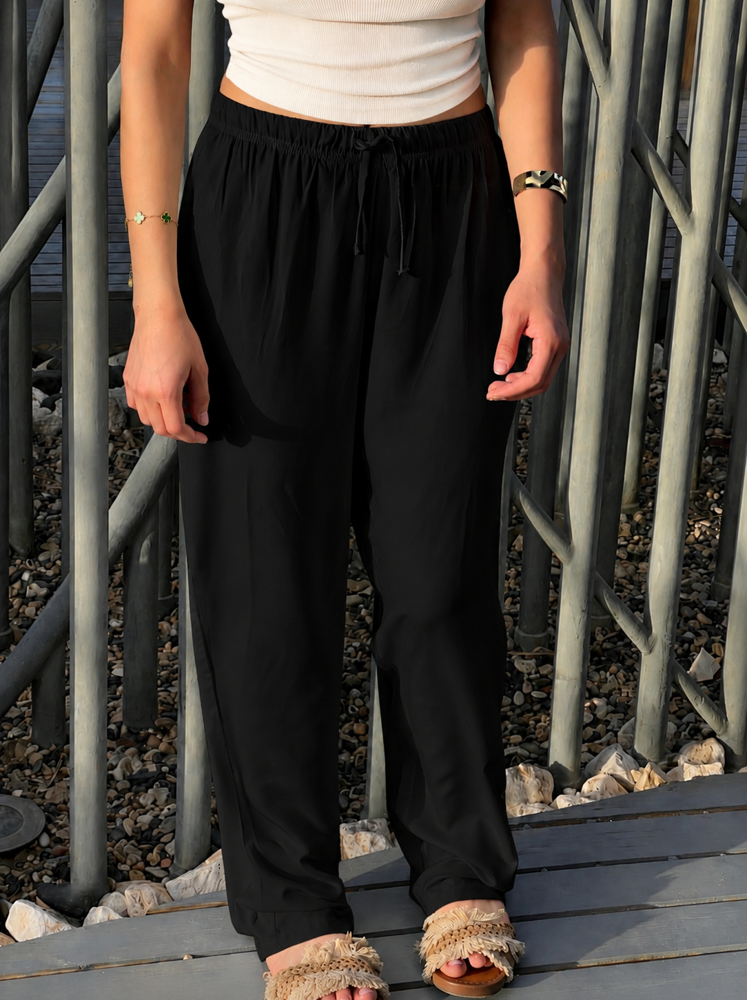 Black linen pants
