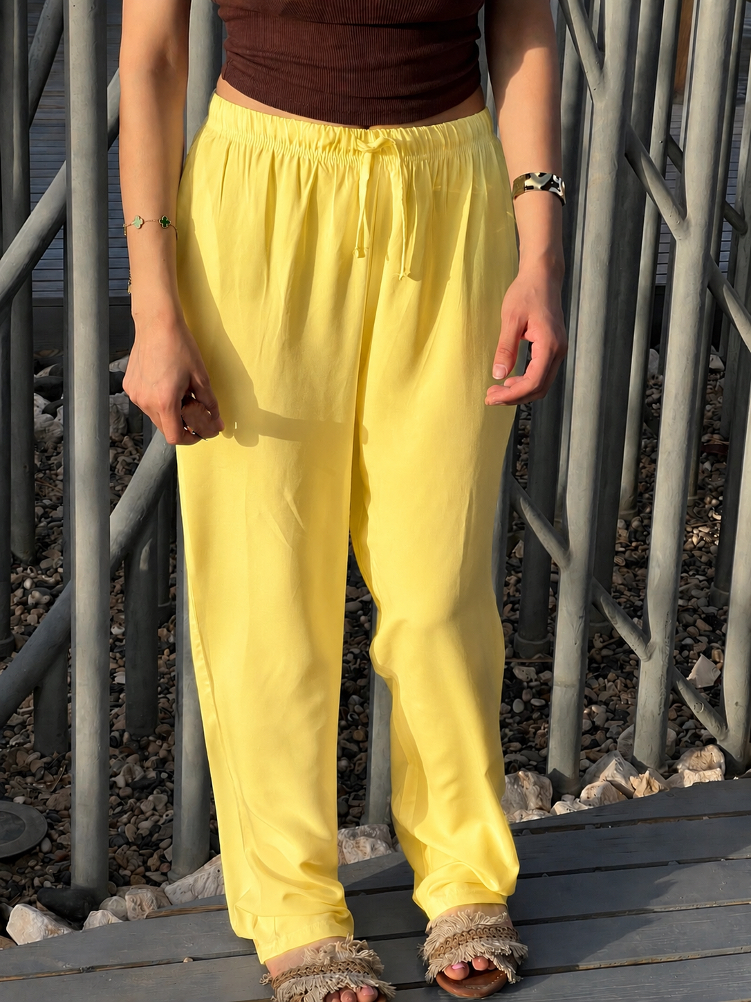 Butter yellow linen pants