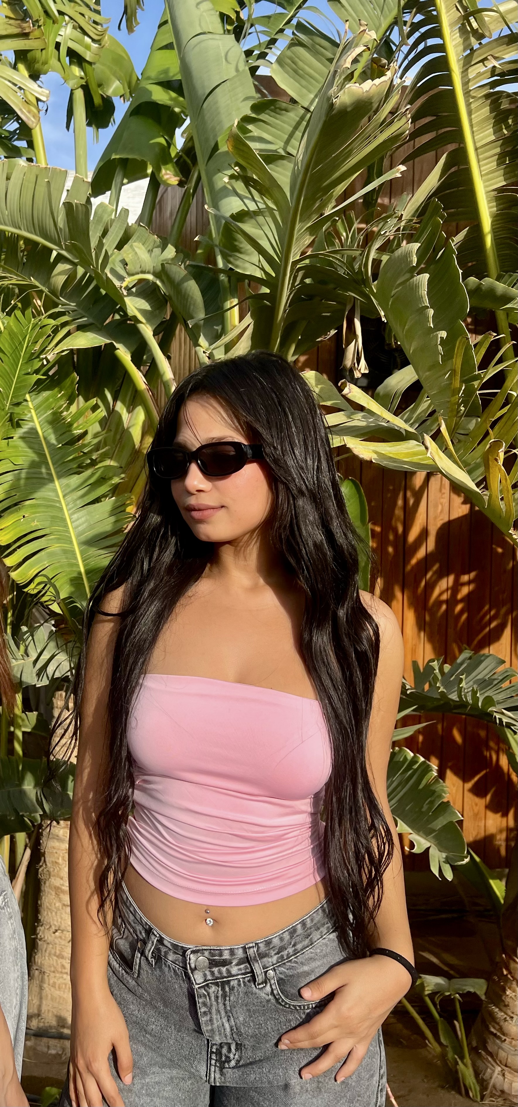Baby pink side ruched tube top